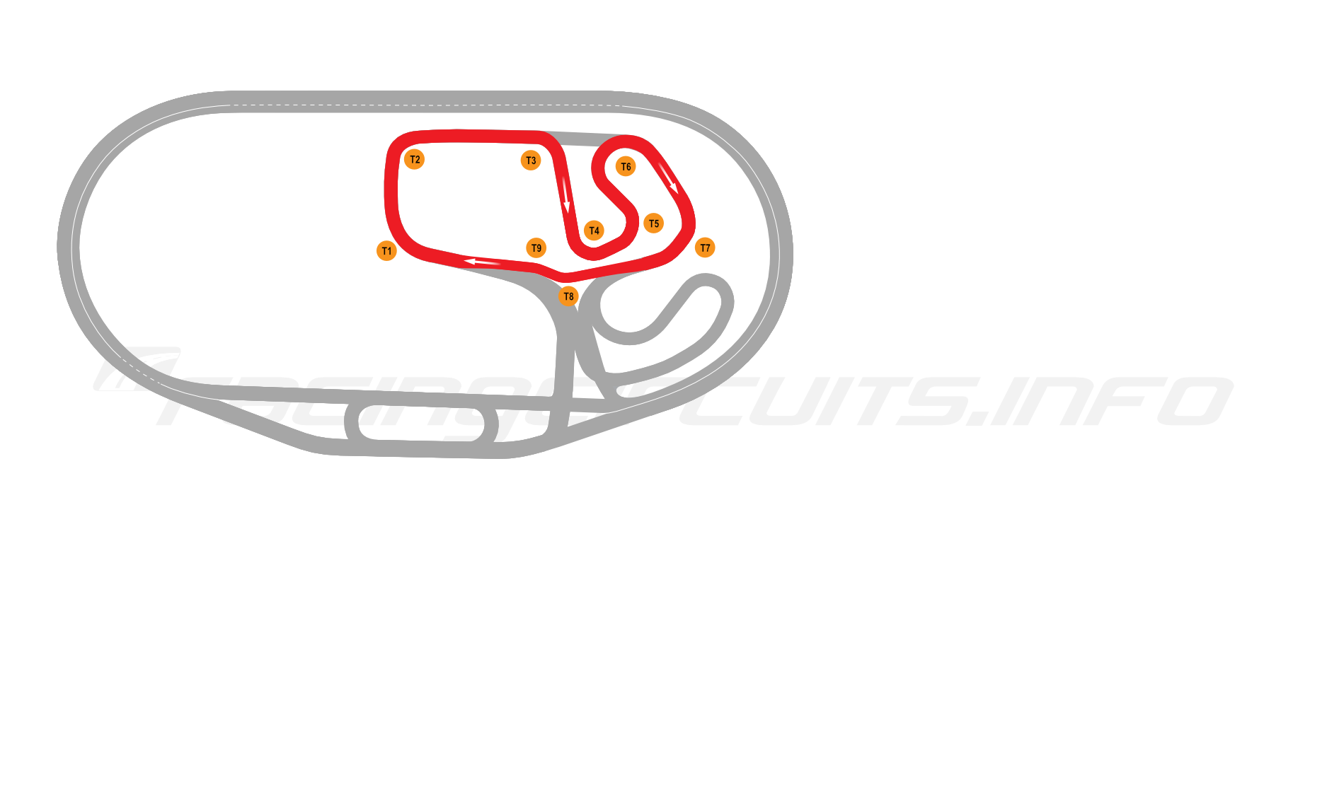 Map of Charlotte Motor Speedway, Short Infield Road Course 2015-17